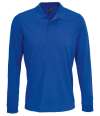 03983 Unisex Prime Long Sleeve Piqué Polo Shirt Royal Blue colour image
